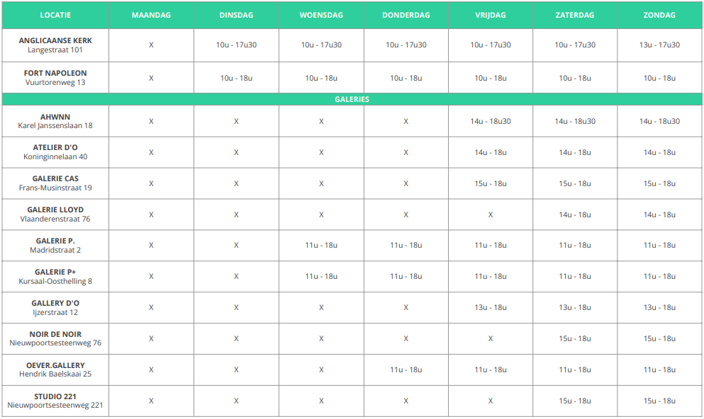 openingsuren locaties IFO25